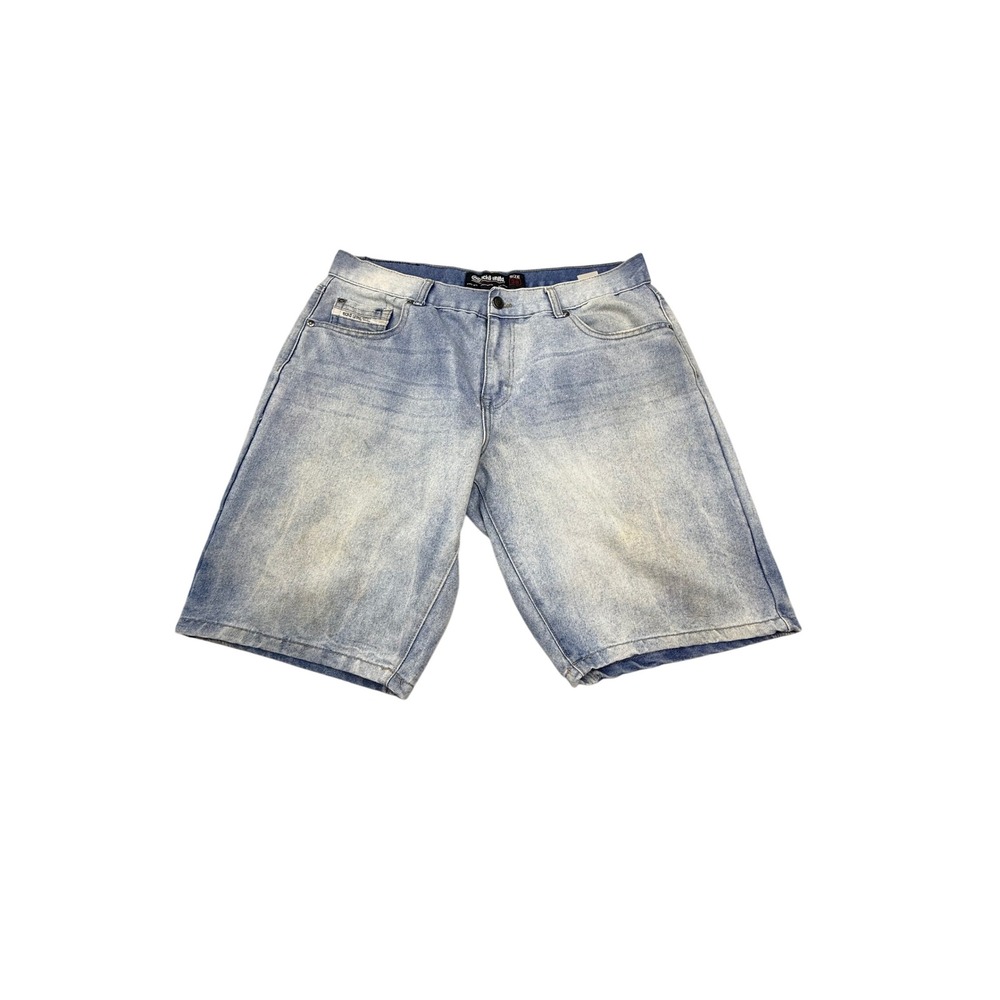 Ecko Unltd Mens Denim Shorts Light Wash Blue Streetwear Rhino Logo Size 38